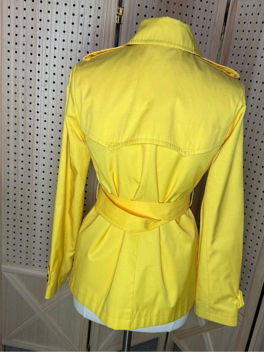 Lauren Ralph Lauren Yellow Trench Coat Jacket Size Small Cotton Blend l Raincoat - Picture 5 of 13